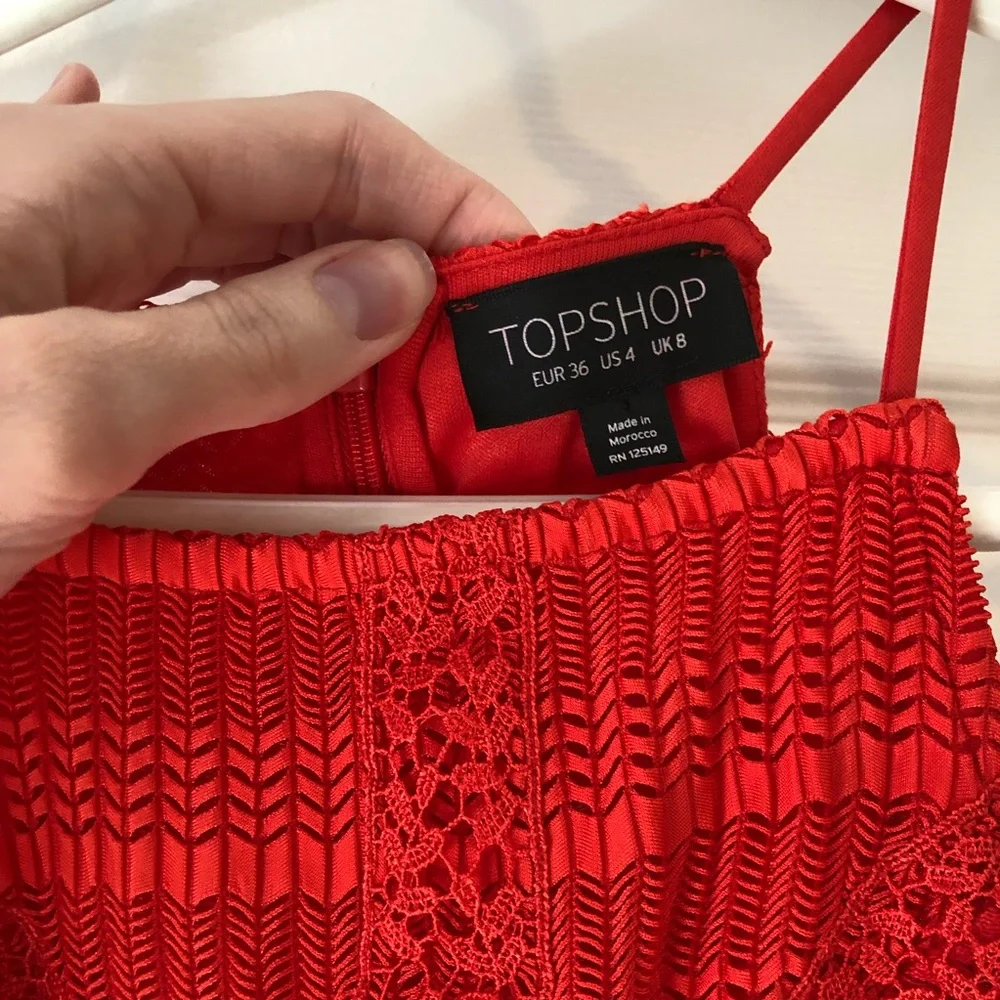 Red Topshop Lace Bodycon Mini Dress• EUC - Picture 7 of 12